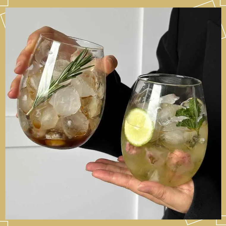 ins网红餐厅日式思慕雪饮料JG75果汁杯颜值杯椭圆玻璃杯慕【盛固】