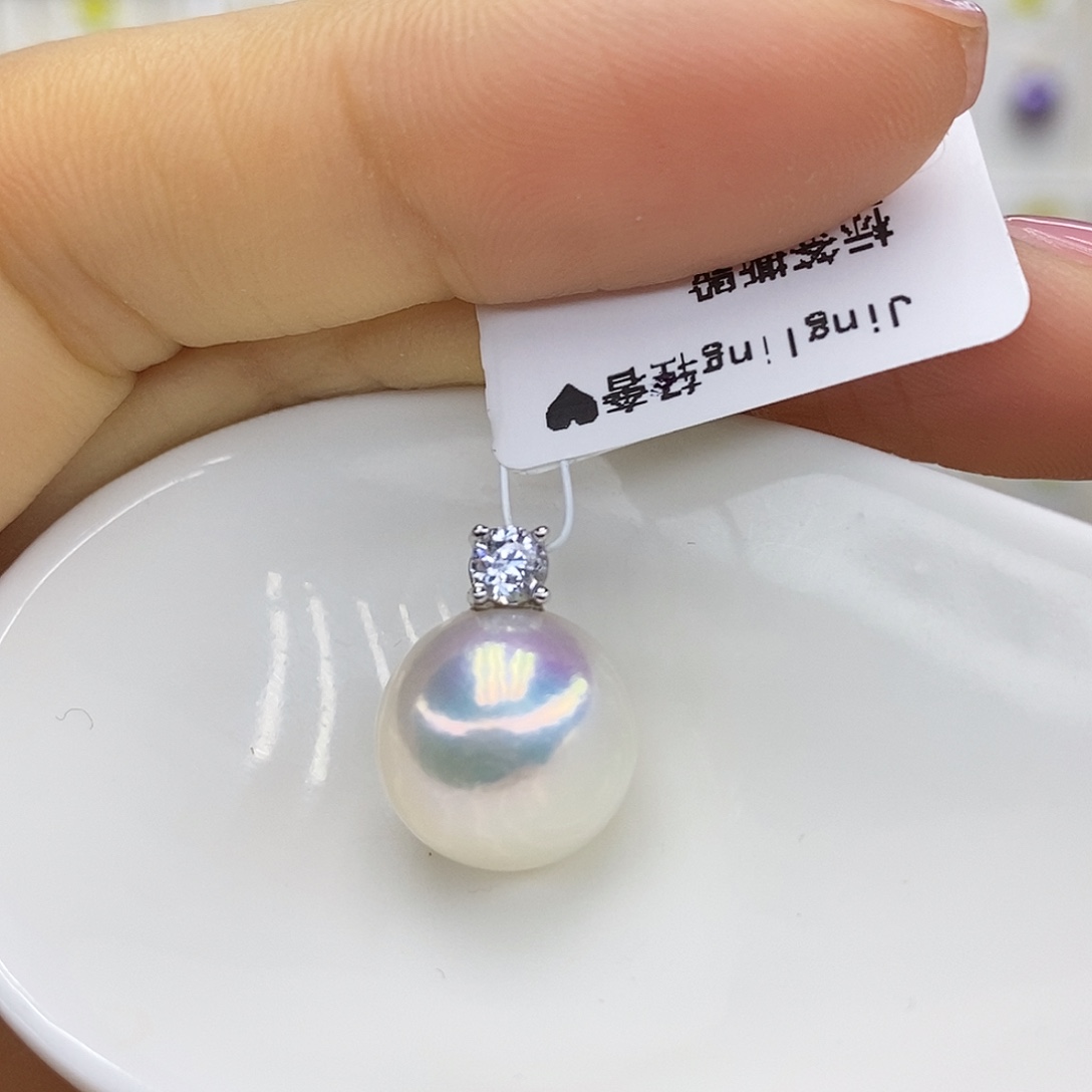 淡水珍珠银S925镶嵌吊坠(赠链)