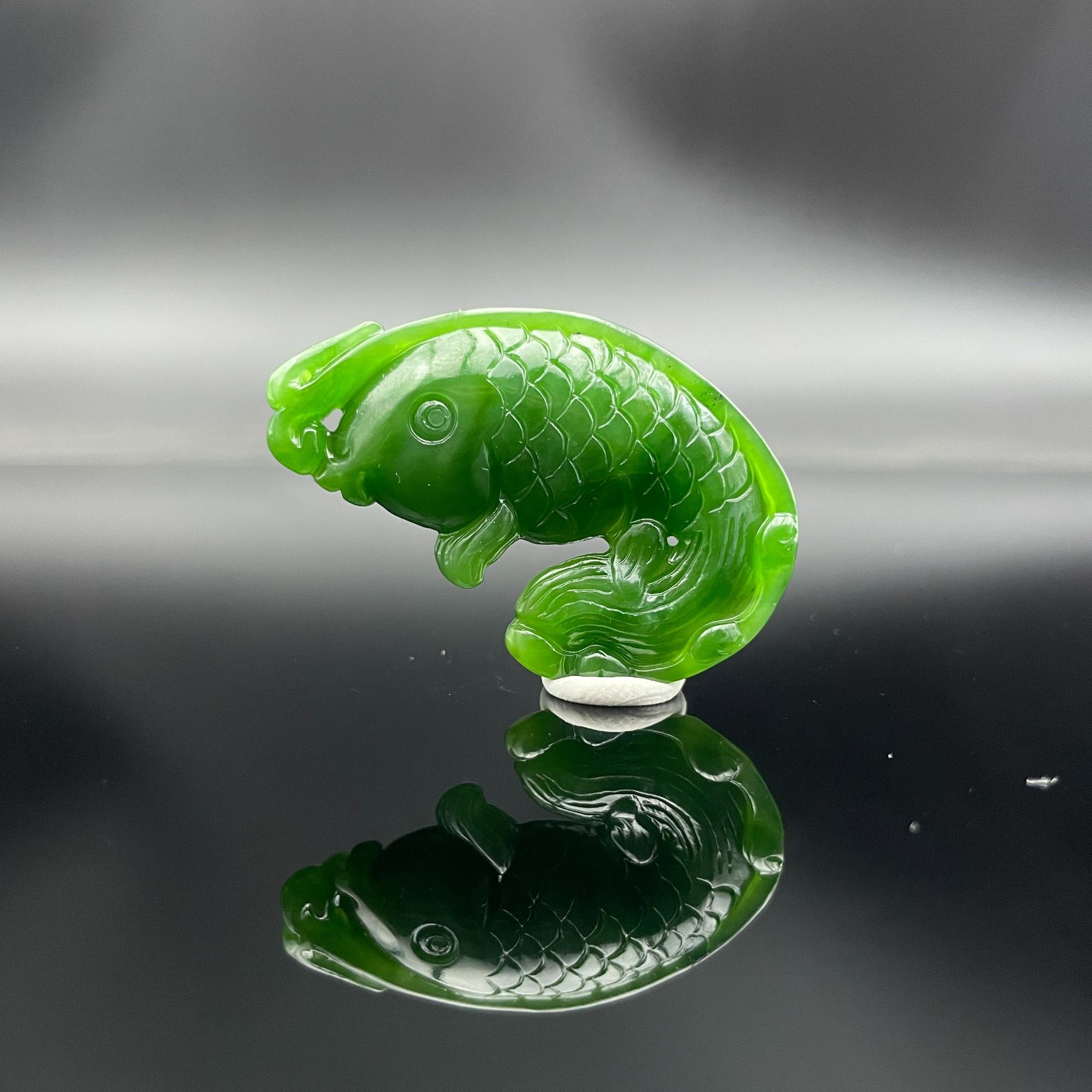 和田玉碧玉锦鲤吊坠0022