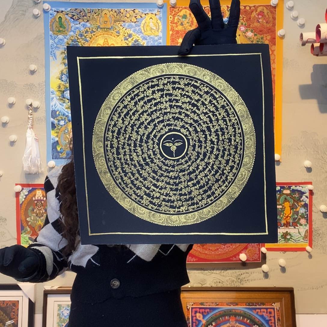 卷轴画纯手绘六字真言唐卡30厘米左右