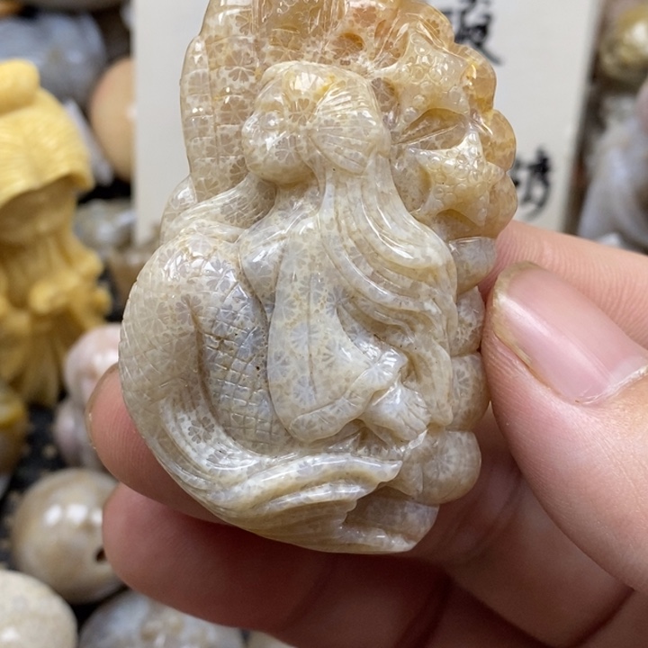 硅化珊瑚（珊瑚玉）未镶嵌颈饰有瑕