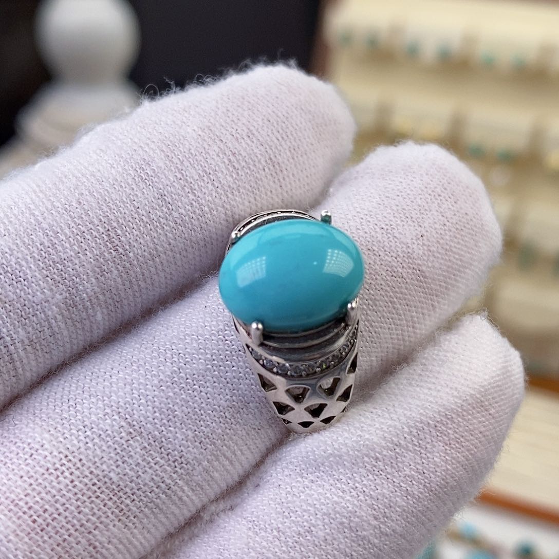 绿松石戒指银S925镶嵌