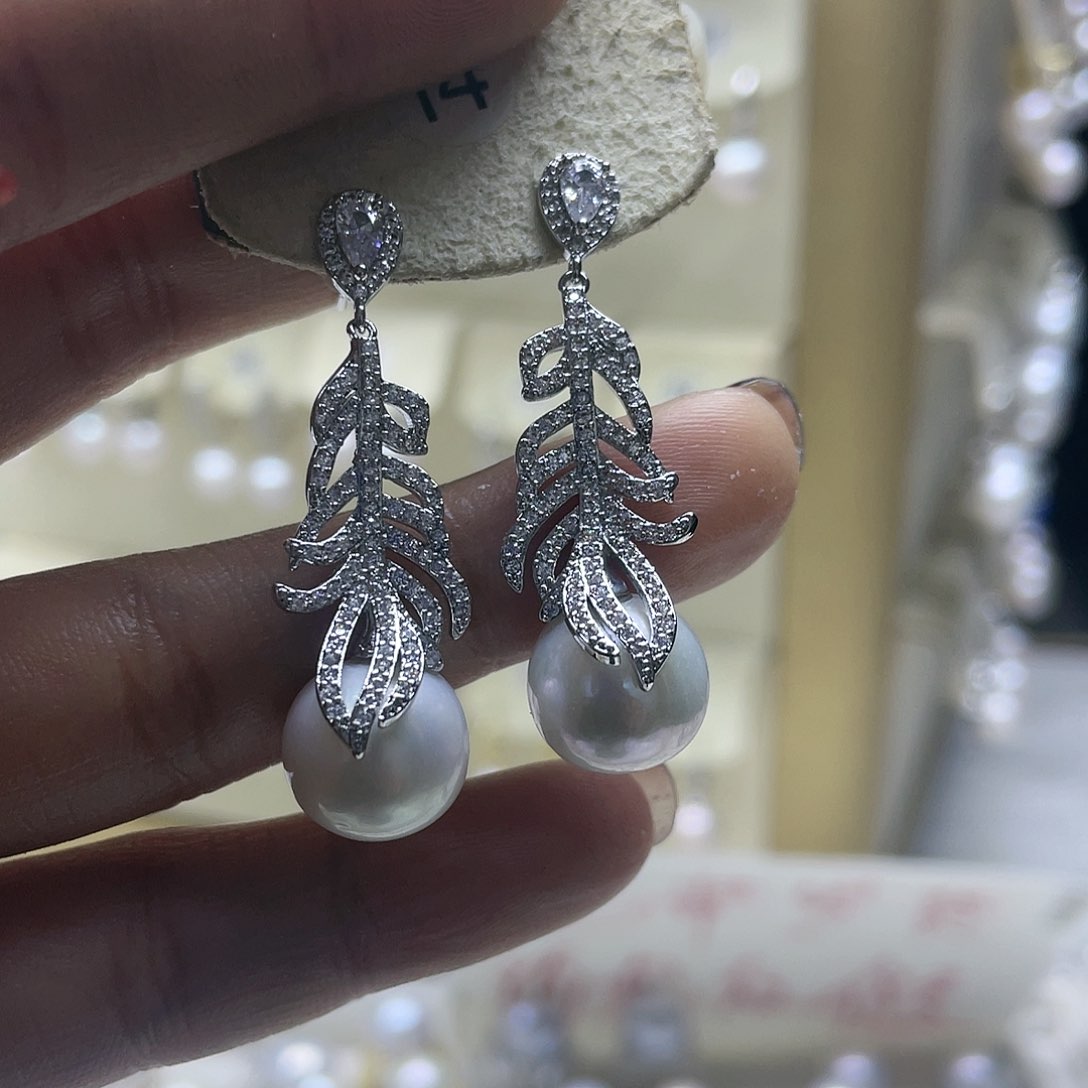 淡水珍珠耳饰银S925镶嵌