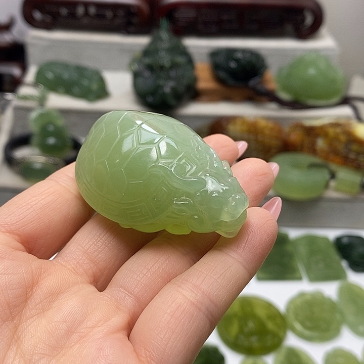 未镶嵌岫玉挂件温***暗