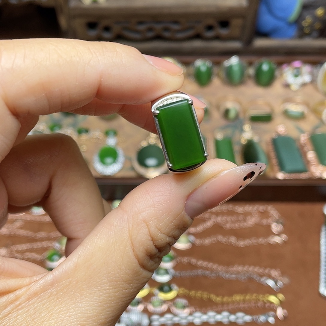 和田玉（碧玉）银S925镶嵌吊坠(赠链)