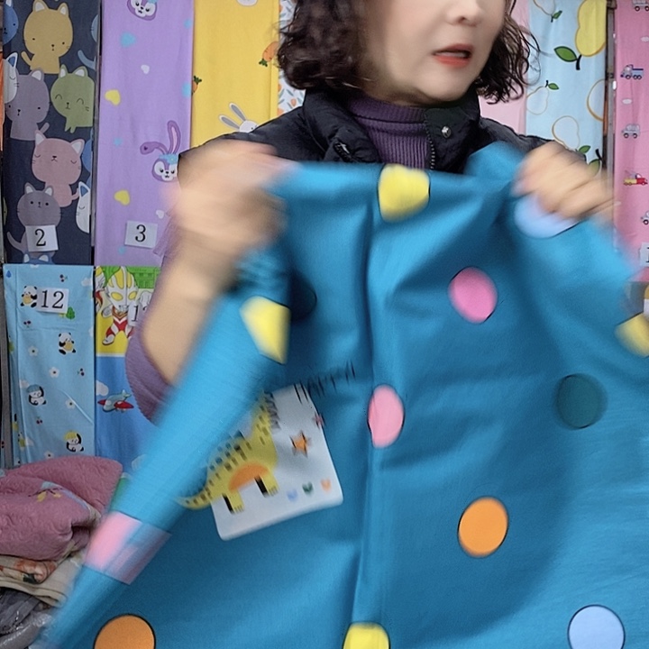 羊驼毛2.6米纯棉床单蓝波点