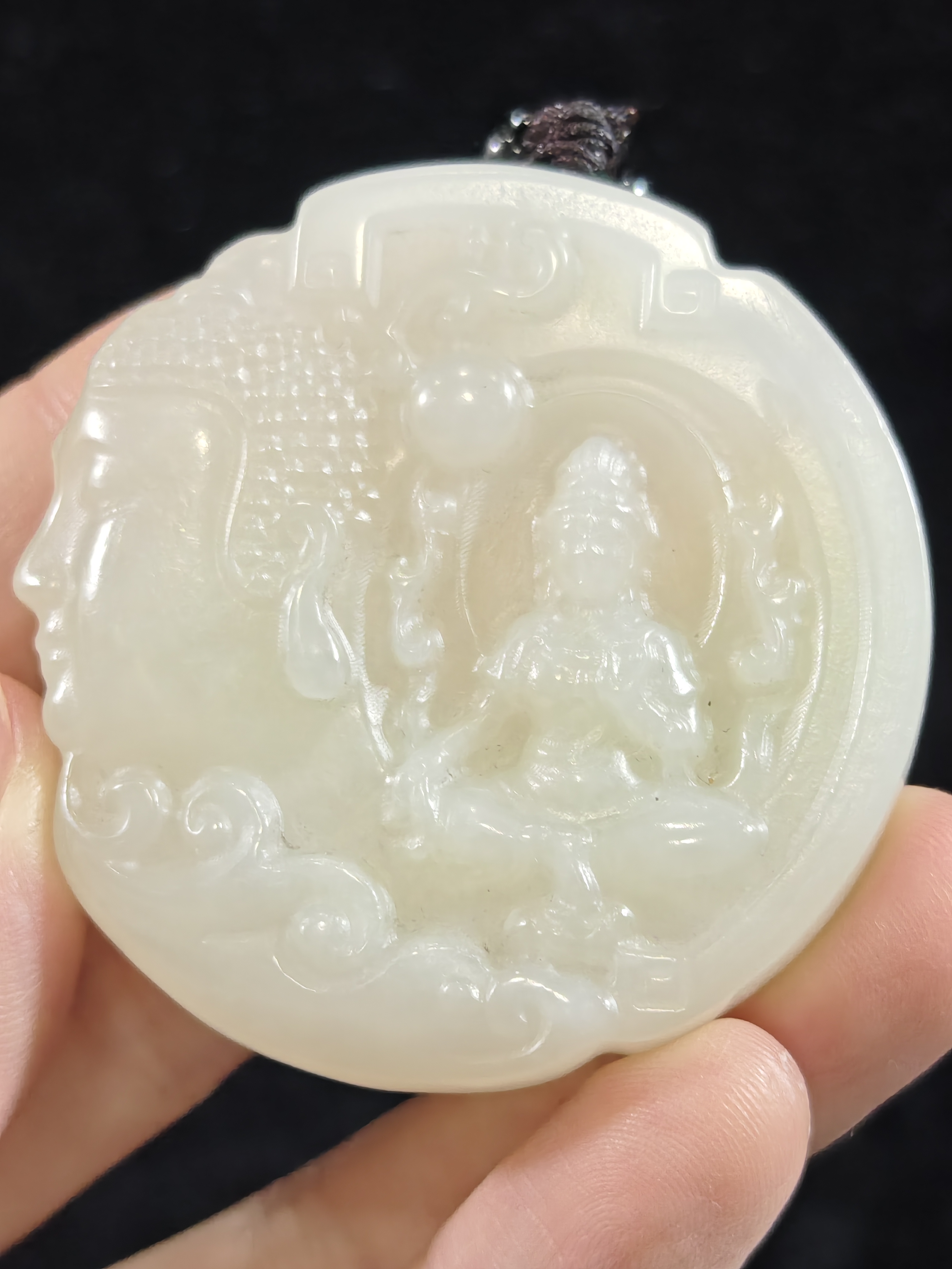 旧藏天然和田玉普渡众生玉佩挂件配饰54克52*10mm