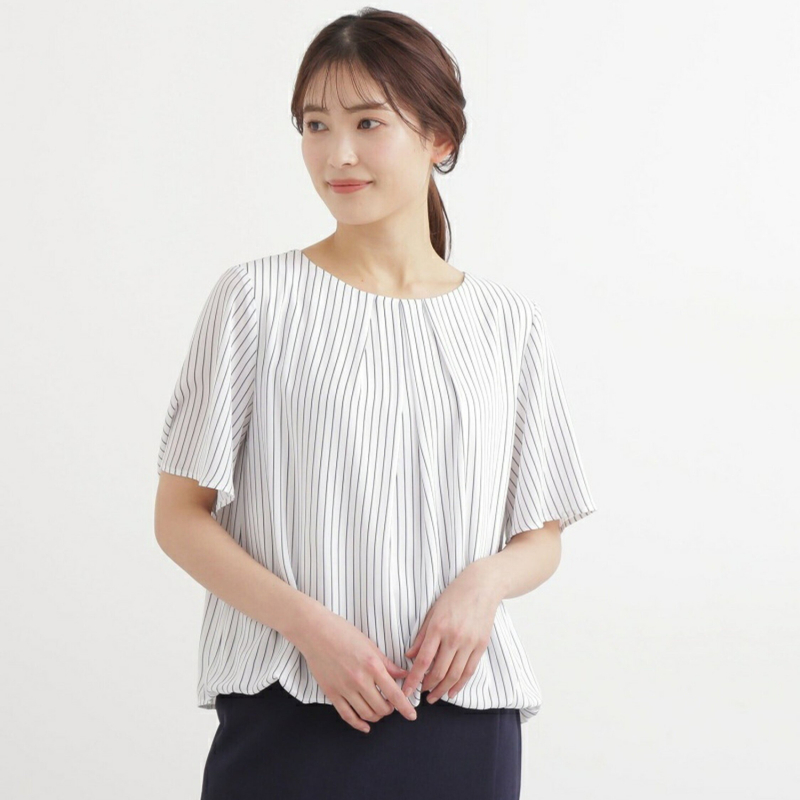 【DD外贸】 圆领 N 褶皱纯色条纹缎面舒适百搭夏季衬衫