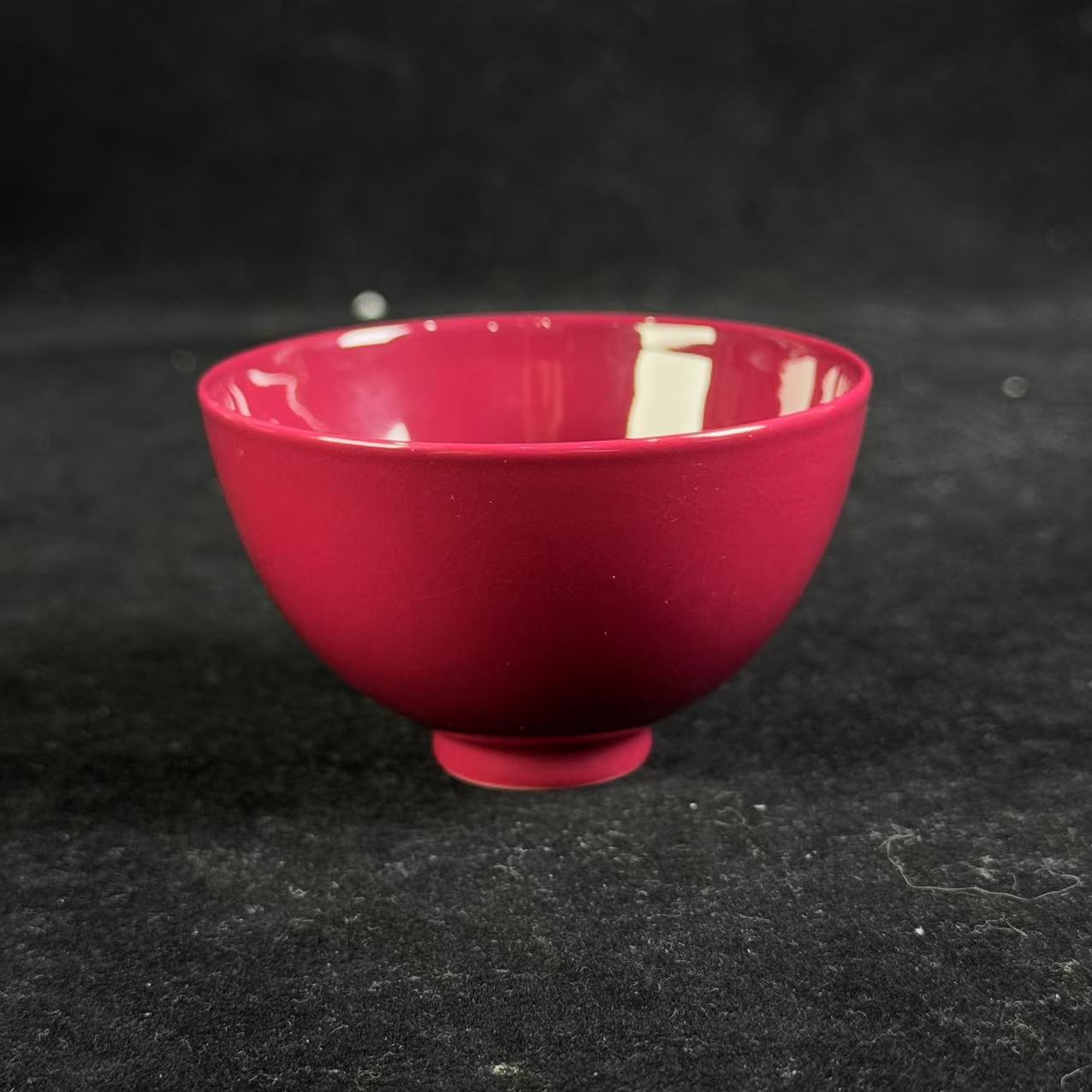 M 胭脂红釉 茶圆