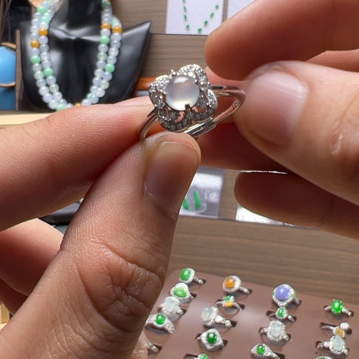 翡翠银S925镶嵌戒指