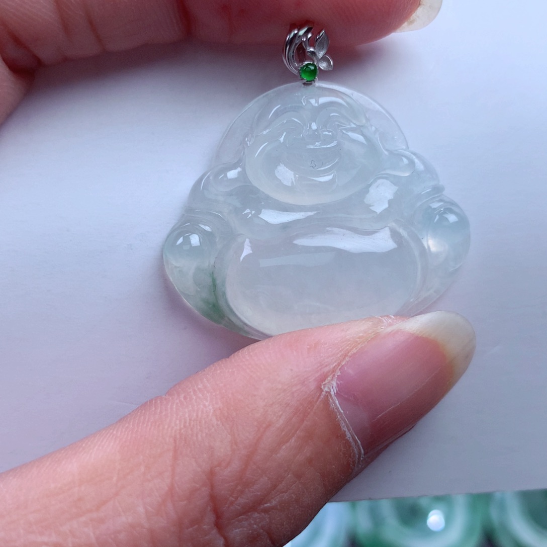 翡翠吊坠(不含链)18K金镶嵌