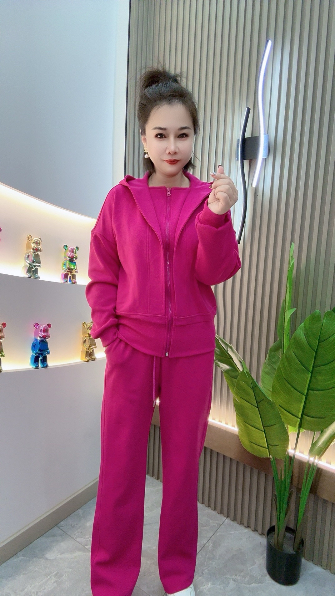 散腿帽款不加绒春季运动套装时尚女士潮流休闲显瘦