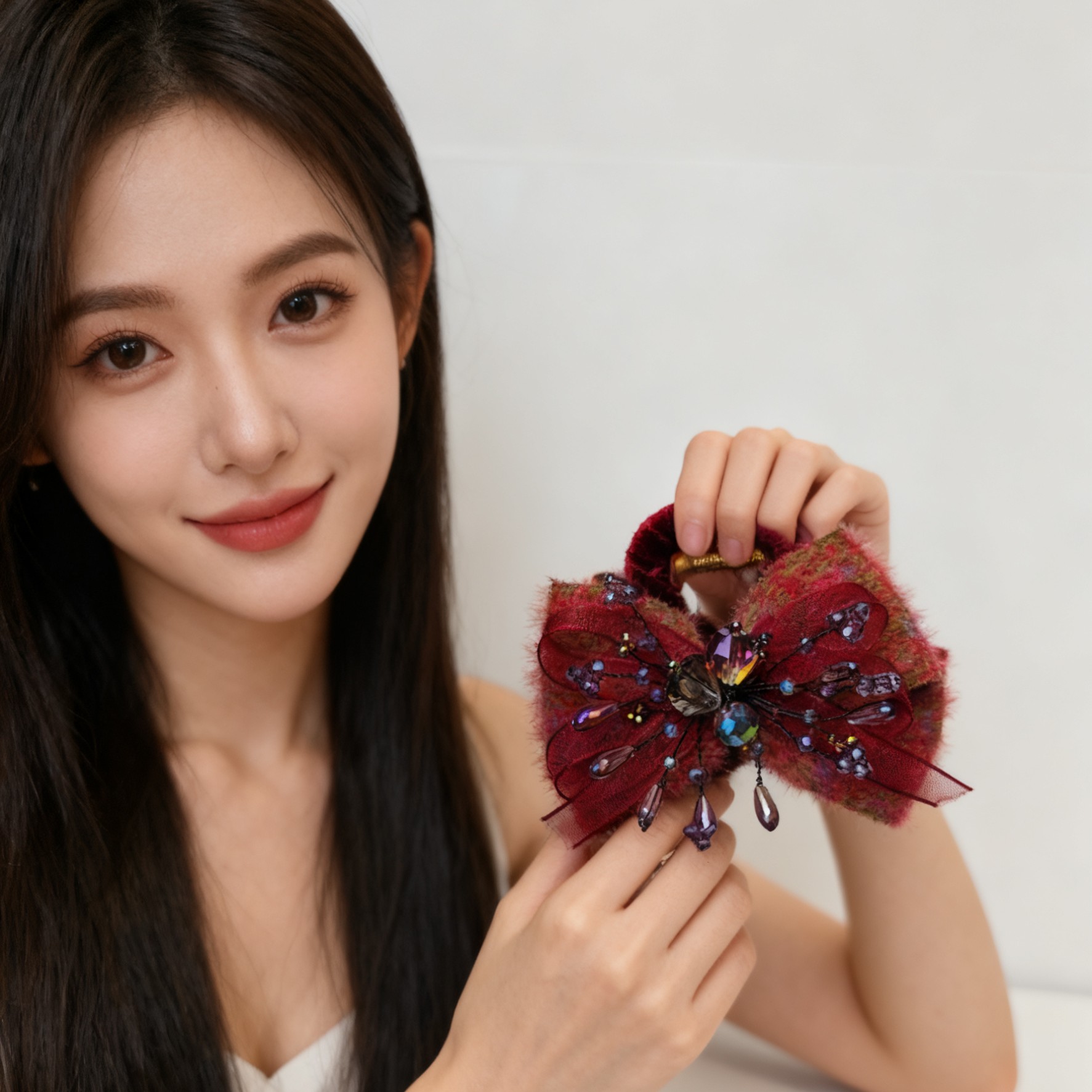 A8011编号紫莹轻奢发饰蝴蝶结中抓