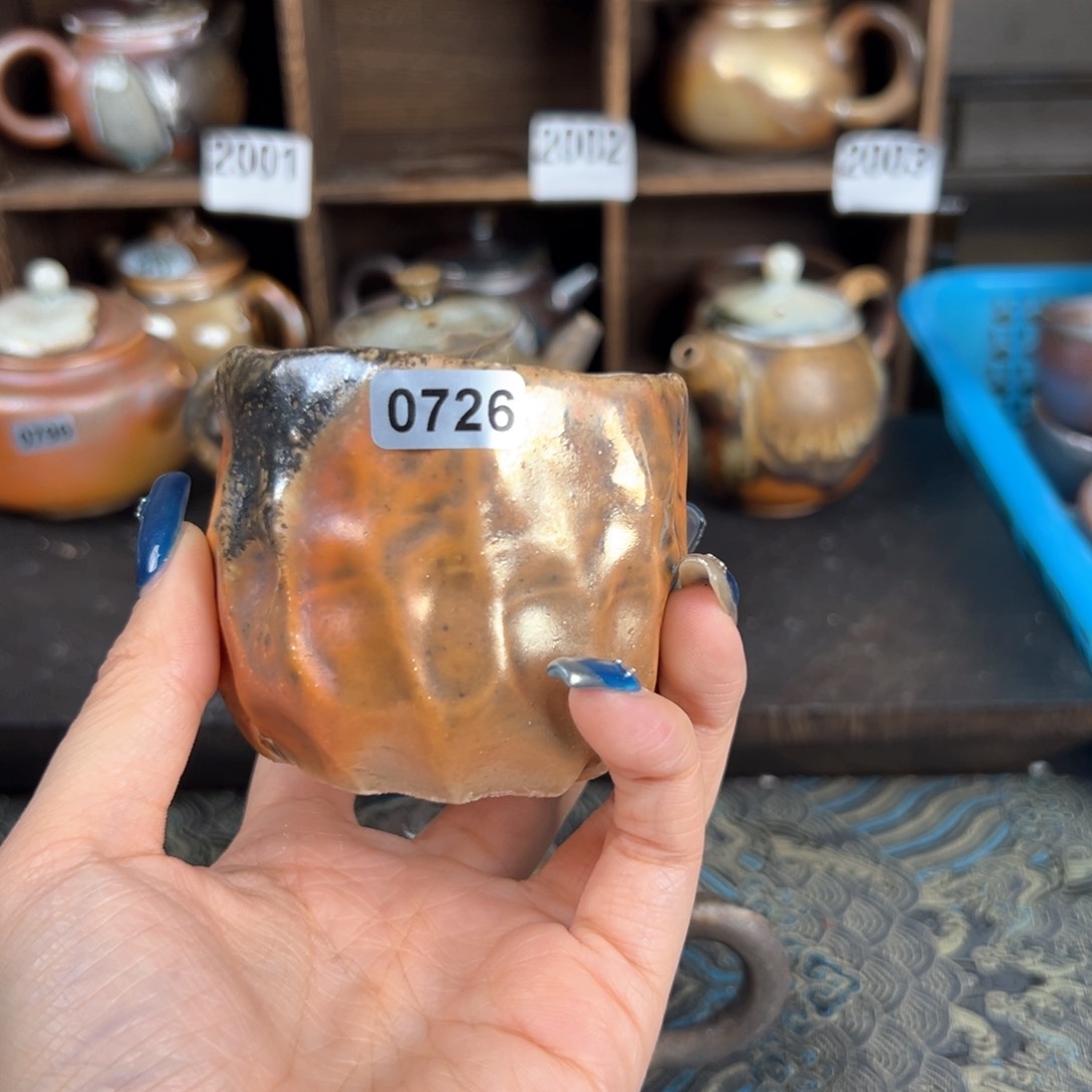 杯一***?柴烧茶器细陶手捏杯