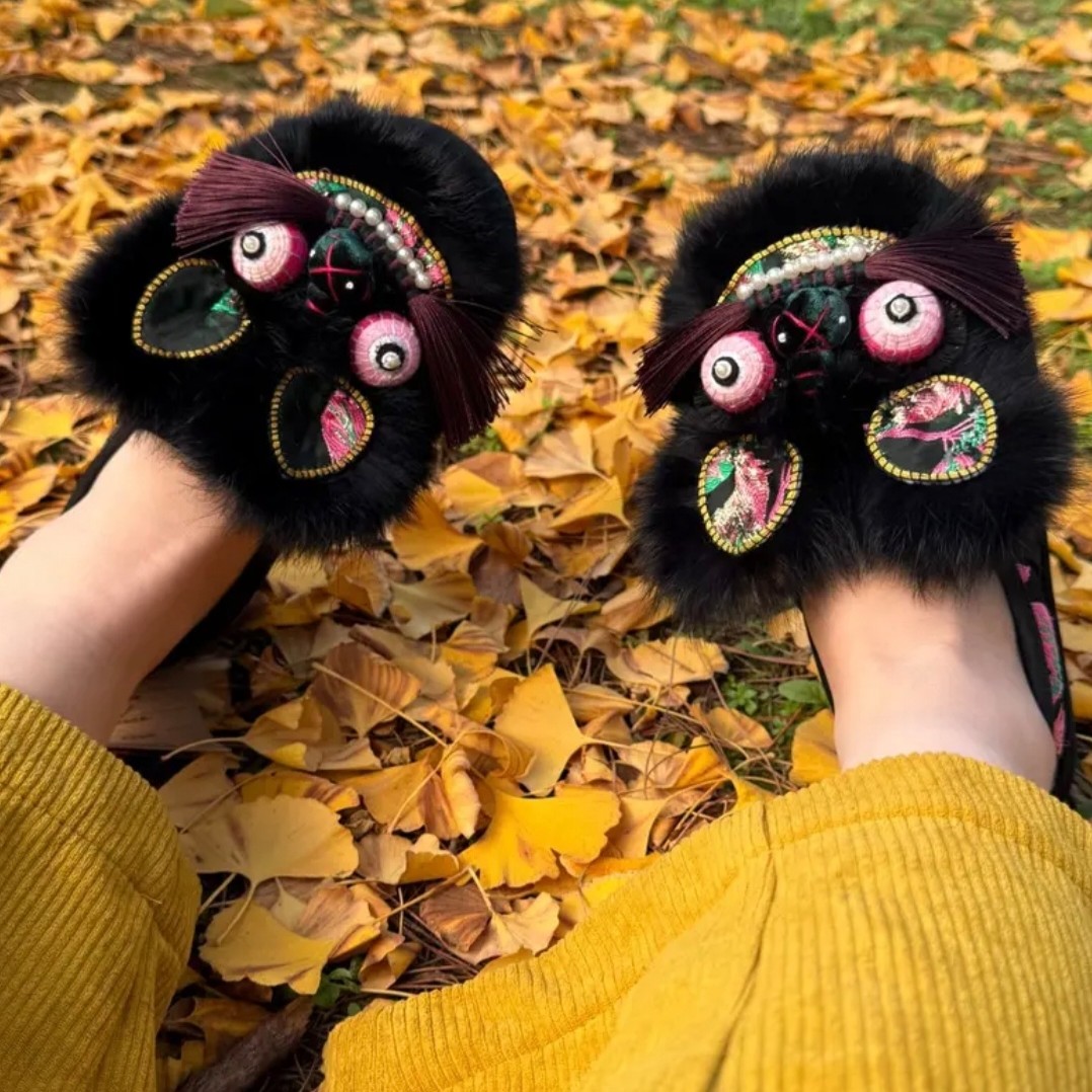 福虎手工冬季千层底布鞋绣花福虎鞋