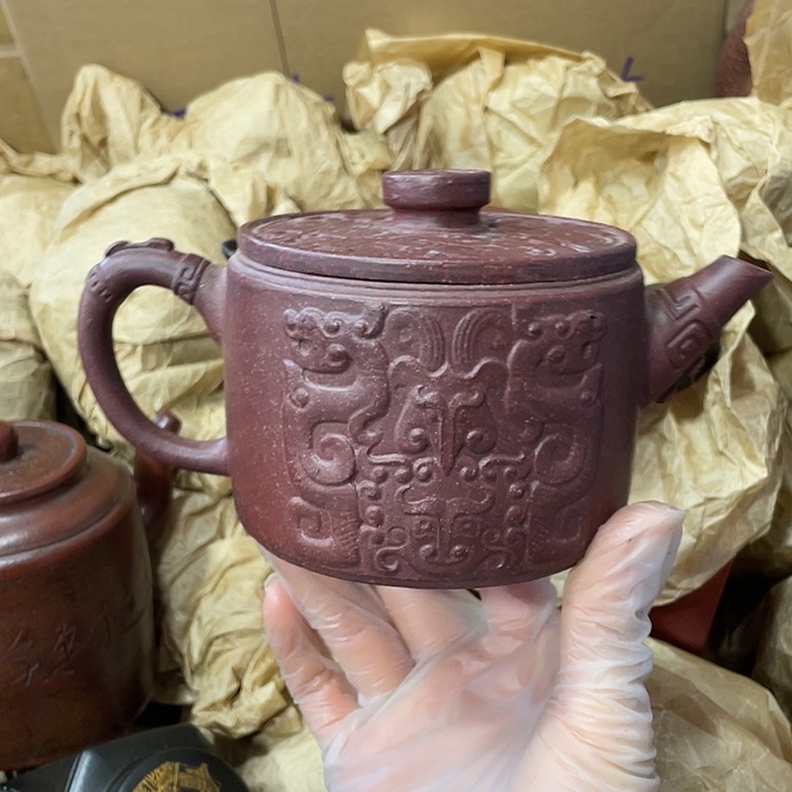 紫***）紫砂茶壶原矿泥料，手工制作一把，紫砂壶。