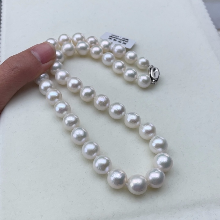 淡水珍珠颈饰银S925镶嵌卡10-11极光炫彩高品