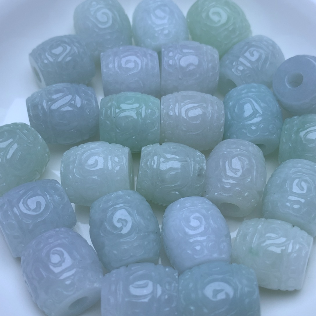 【闪购商品】翡翠手链未镶嵌卡12.7x13回纹珠2颗