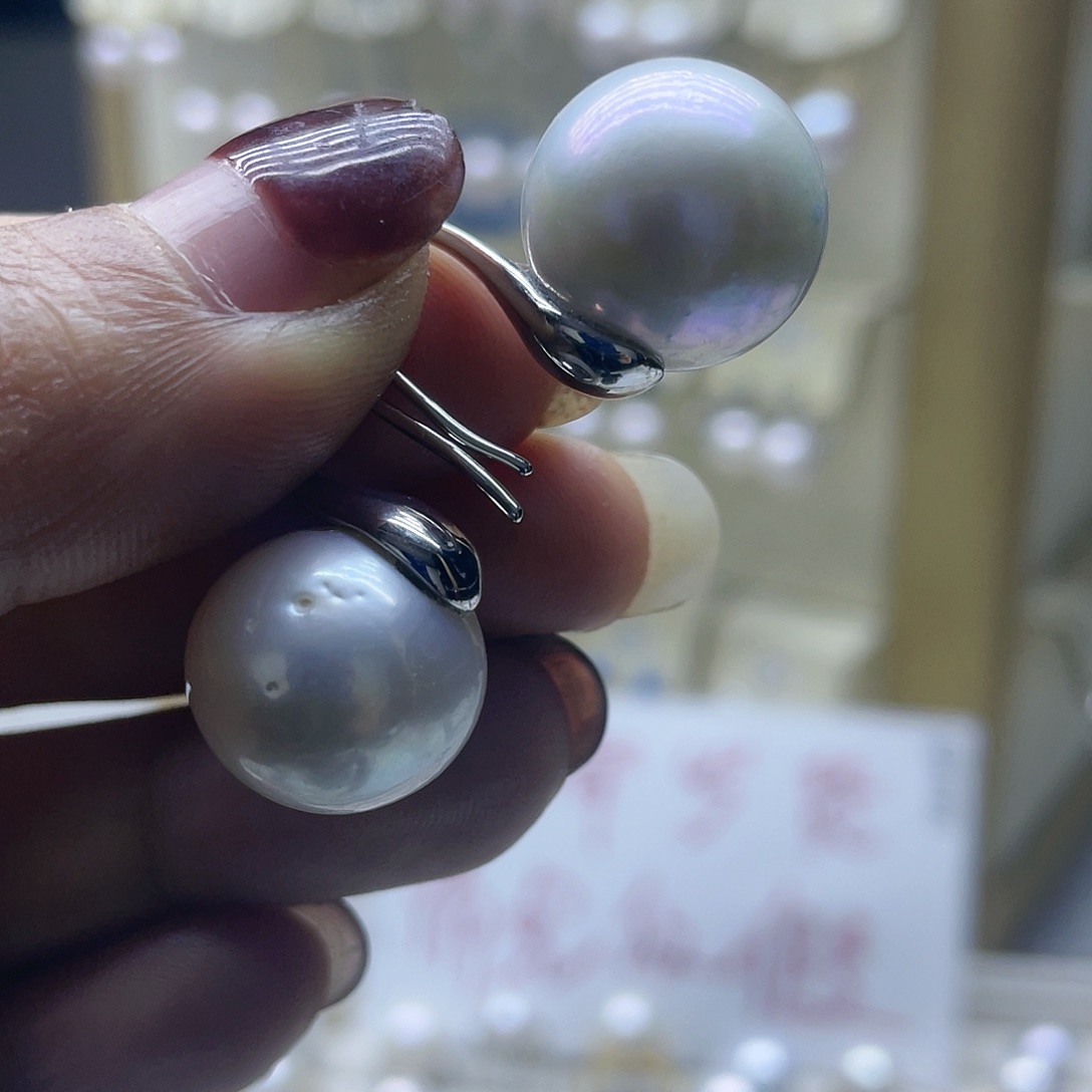 淡水珍珠耳饰银S925镶嵌