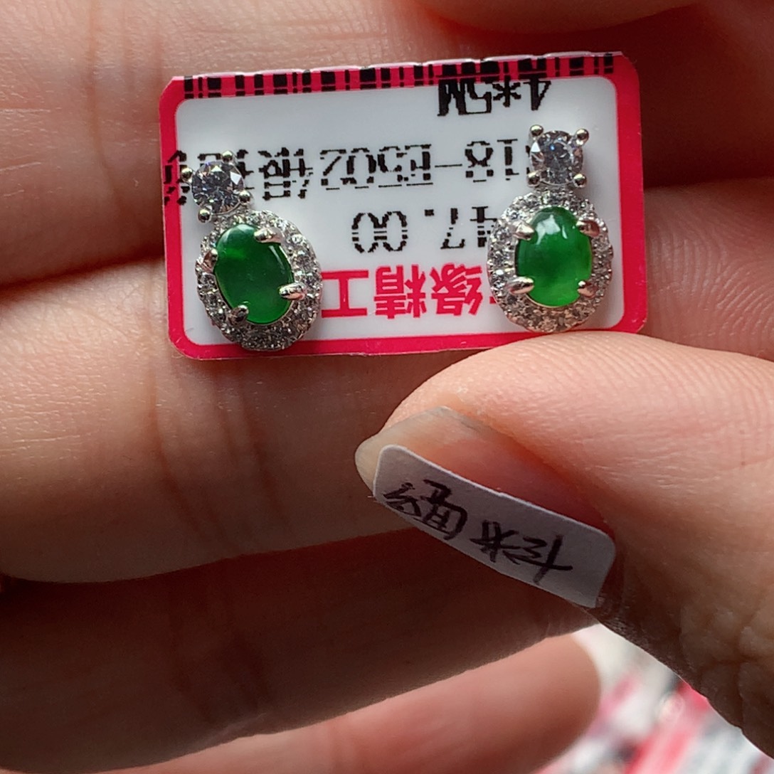 翡翠银S925镶嵌戒指天然翡翠戒指