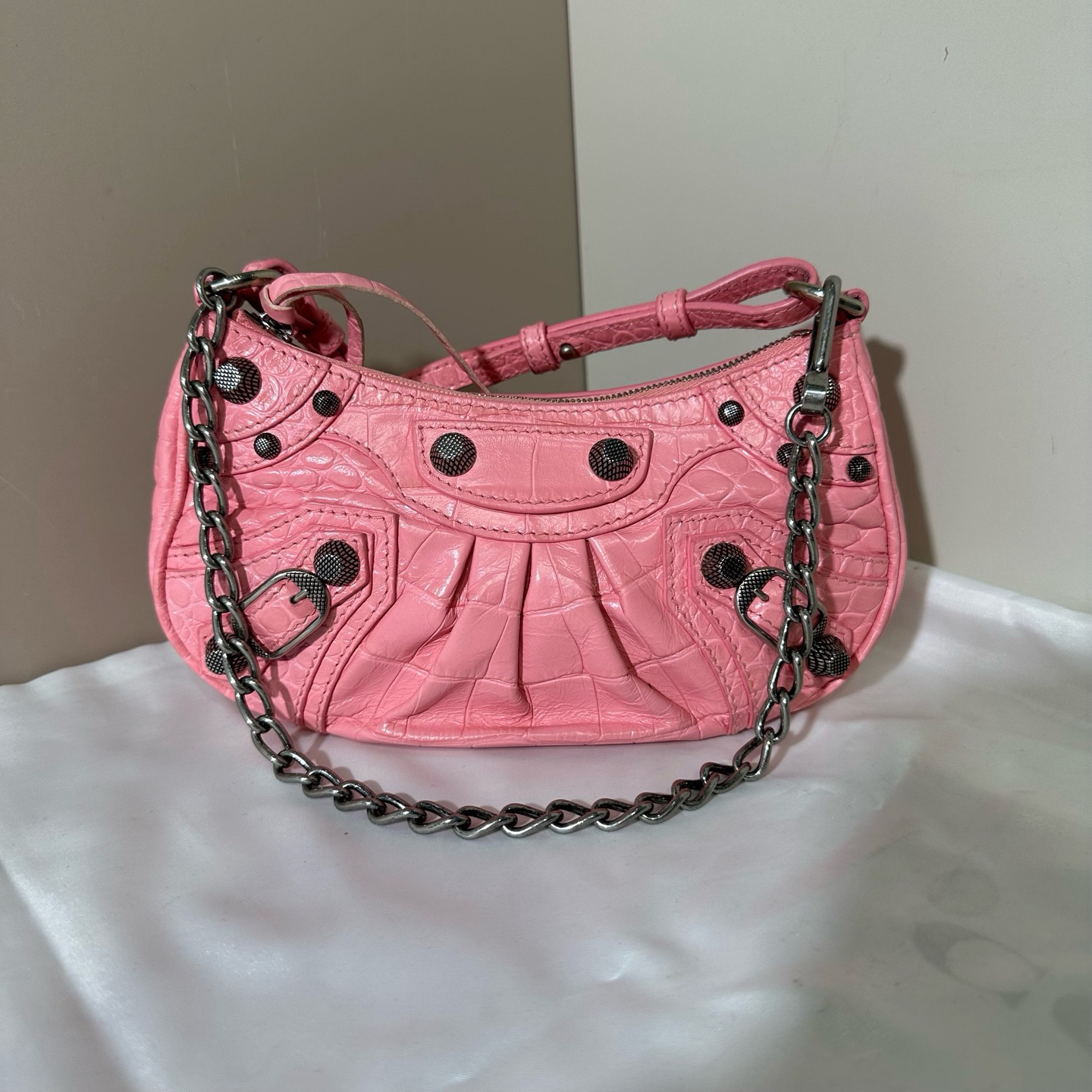 95新 Balenciaga/巴黎世家 巴黎世家机车粉色迷你