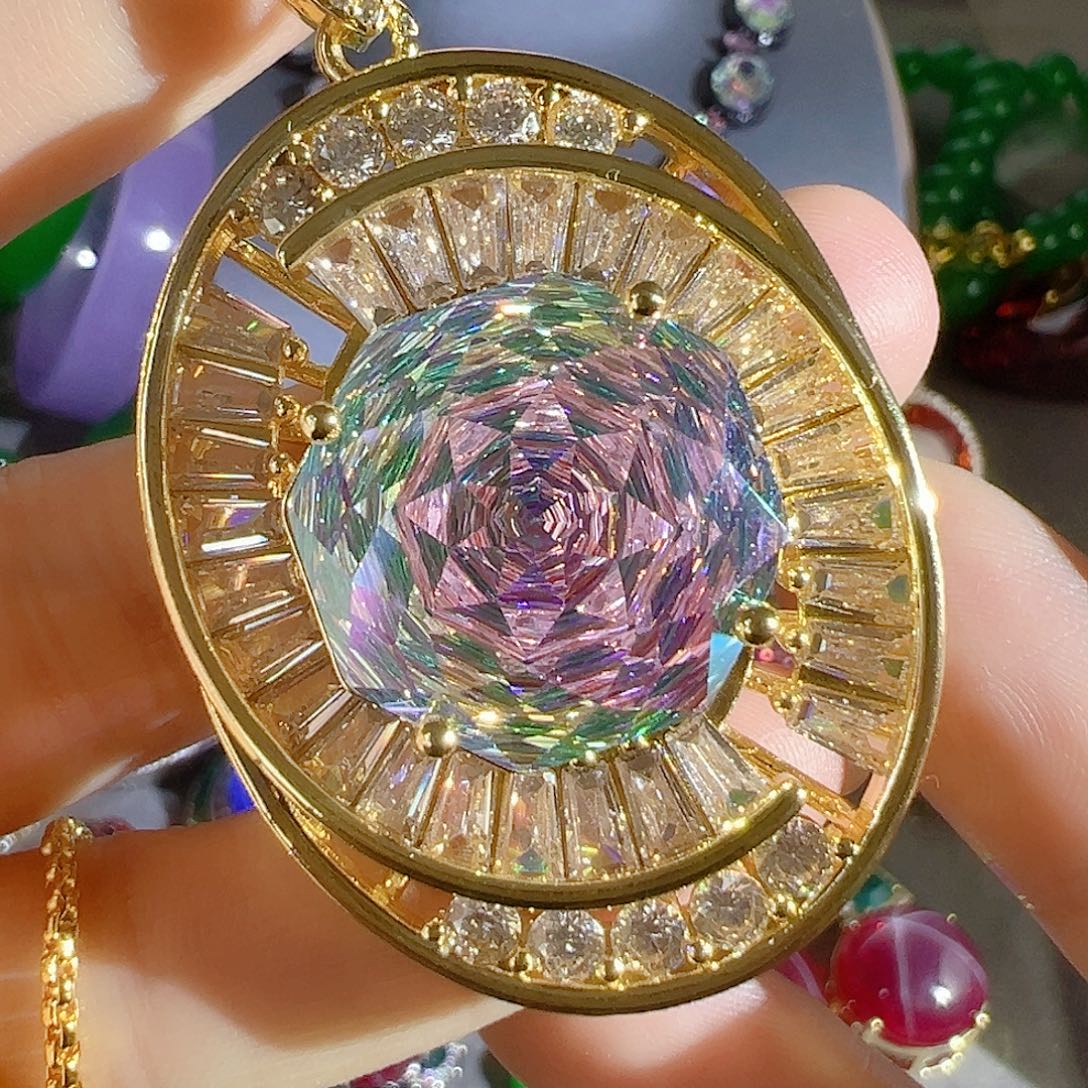 花岗石钨合金红色蓝色吊坠