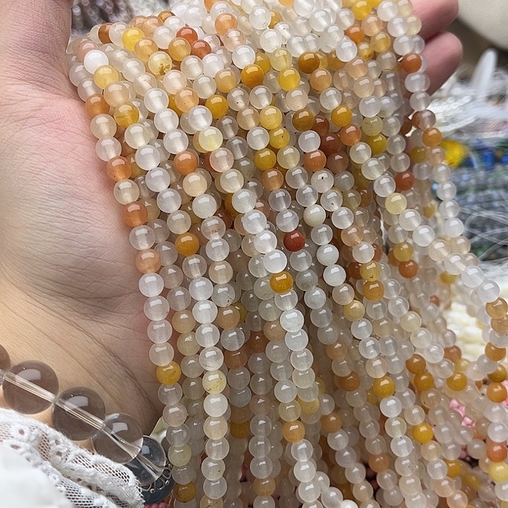 玛瑙/玉髓未镶嵌珠宝半成品2条6mm左右金丝玉