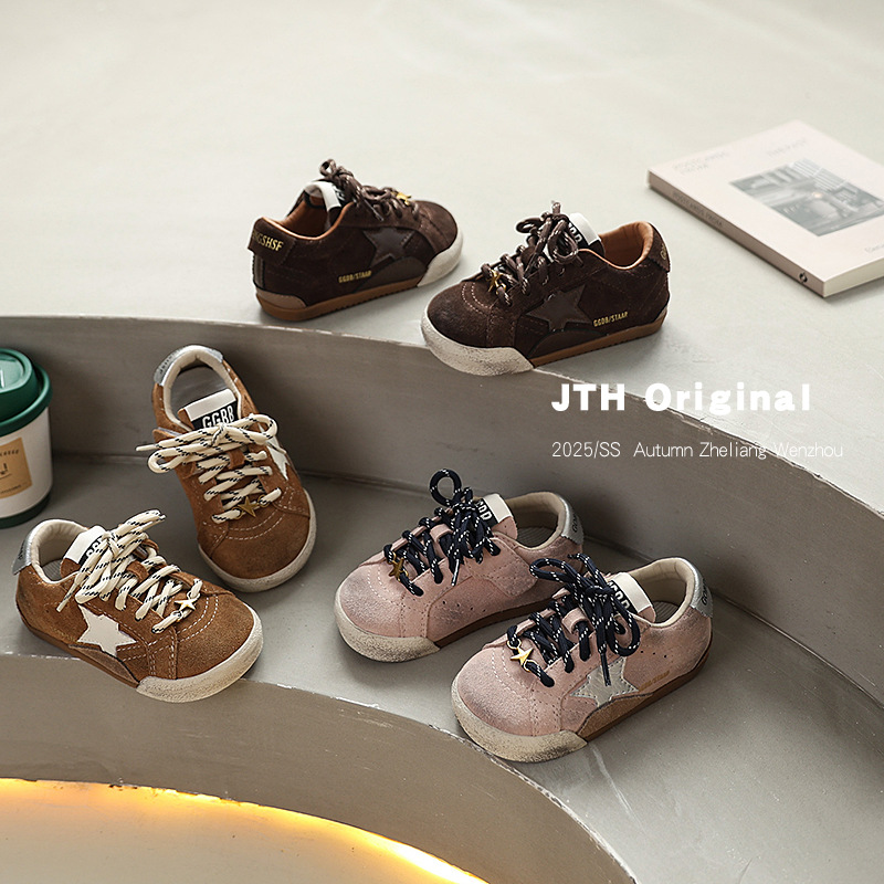 2025秋季新款儿童小脏鞋男童做旧复古板鞋女童软底