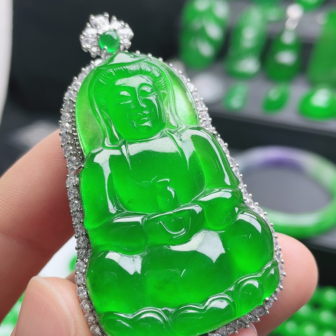 非金属高冰观音吊坠！