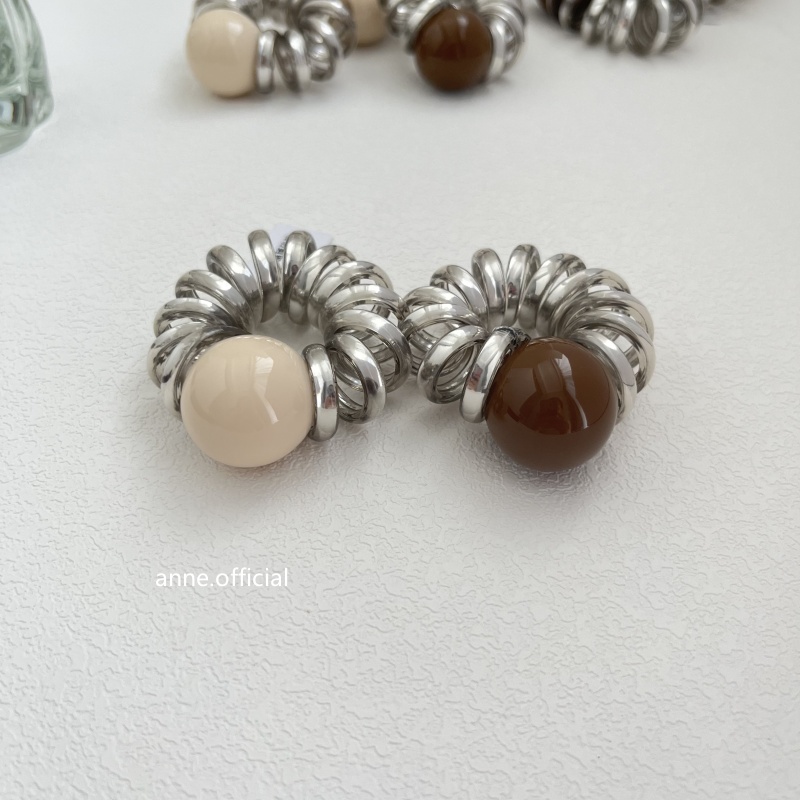 【F006】韩国银色电话线圆球发圈时尚气质复古头绳