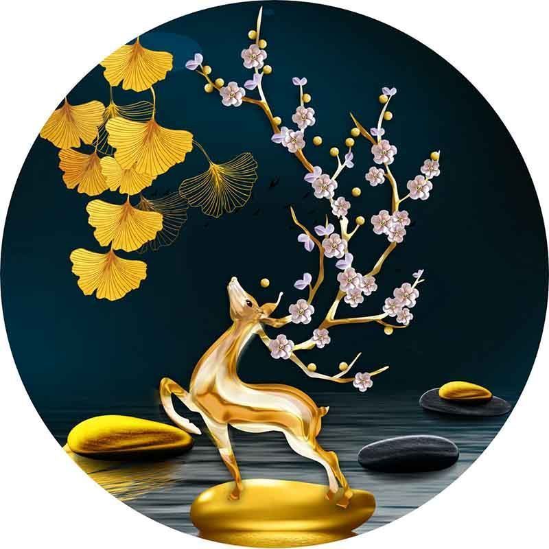 纯手工绣好十字绣成品314中格踏金财鹿客厅挂画