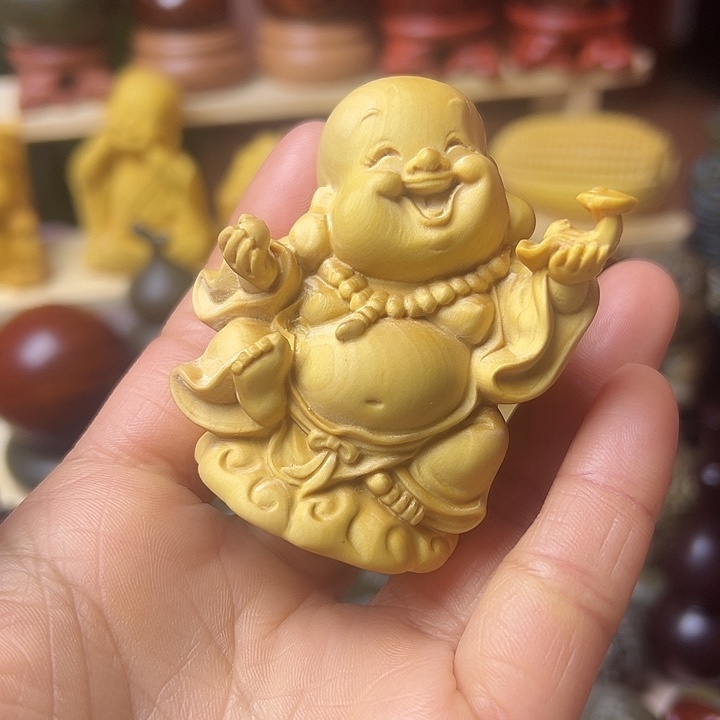 黄杨木弥乐佛摆件