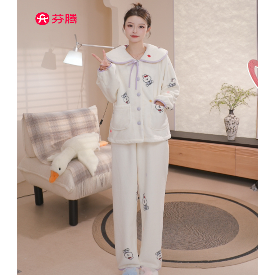 芬腾【白月光】娃娃领千金套装防静电女冬季睡衣颜值好看FJ26940720