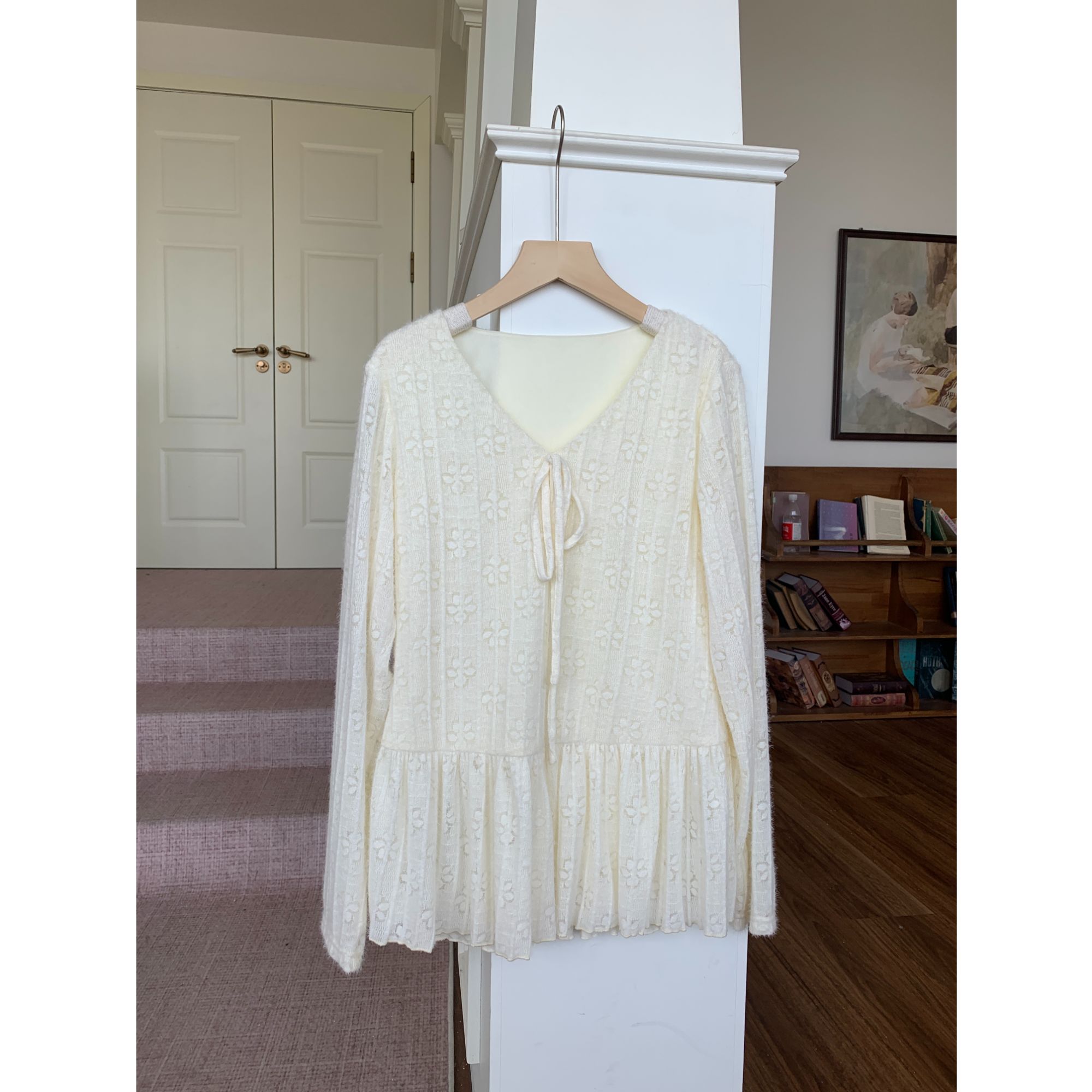 【氧气因子】大头婷微胖定制V领蕾丝打底衫内搭上衣 L8209