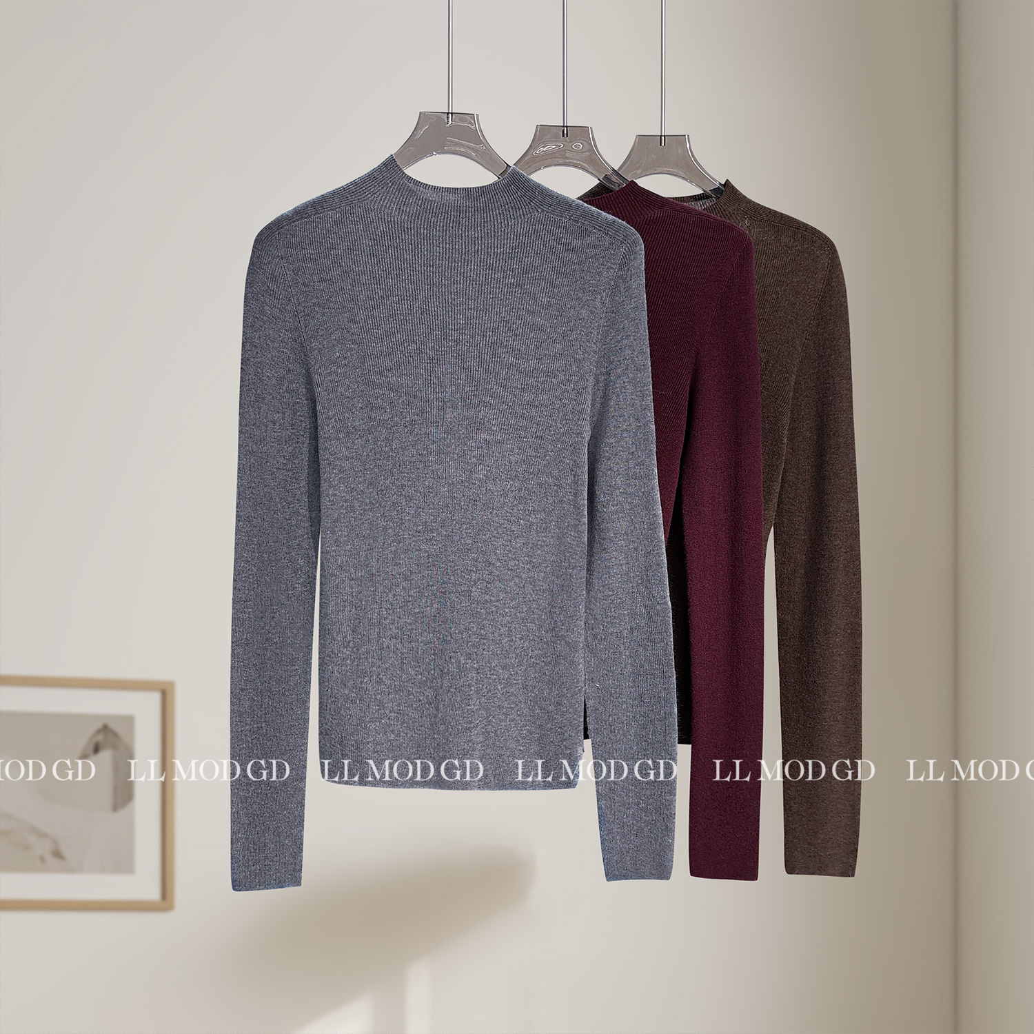 针织之暖 无缝一体一线成衣百搭针织绵羊毛打底上衣YLG-6200486