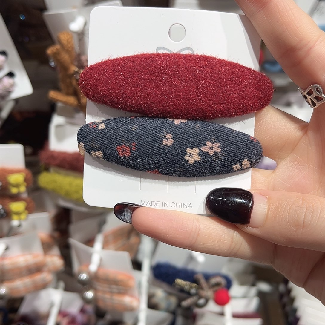 布艺非金属红色小花ab掰掰一对