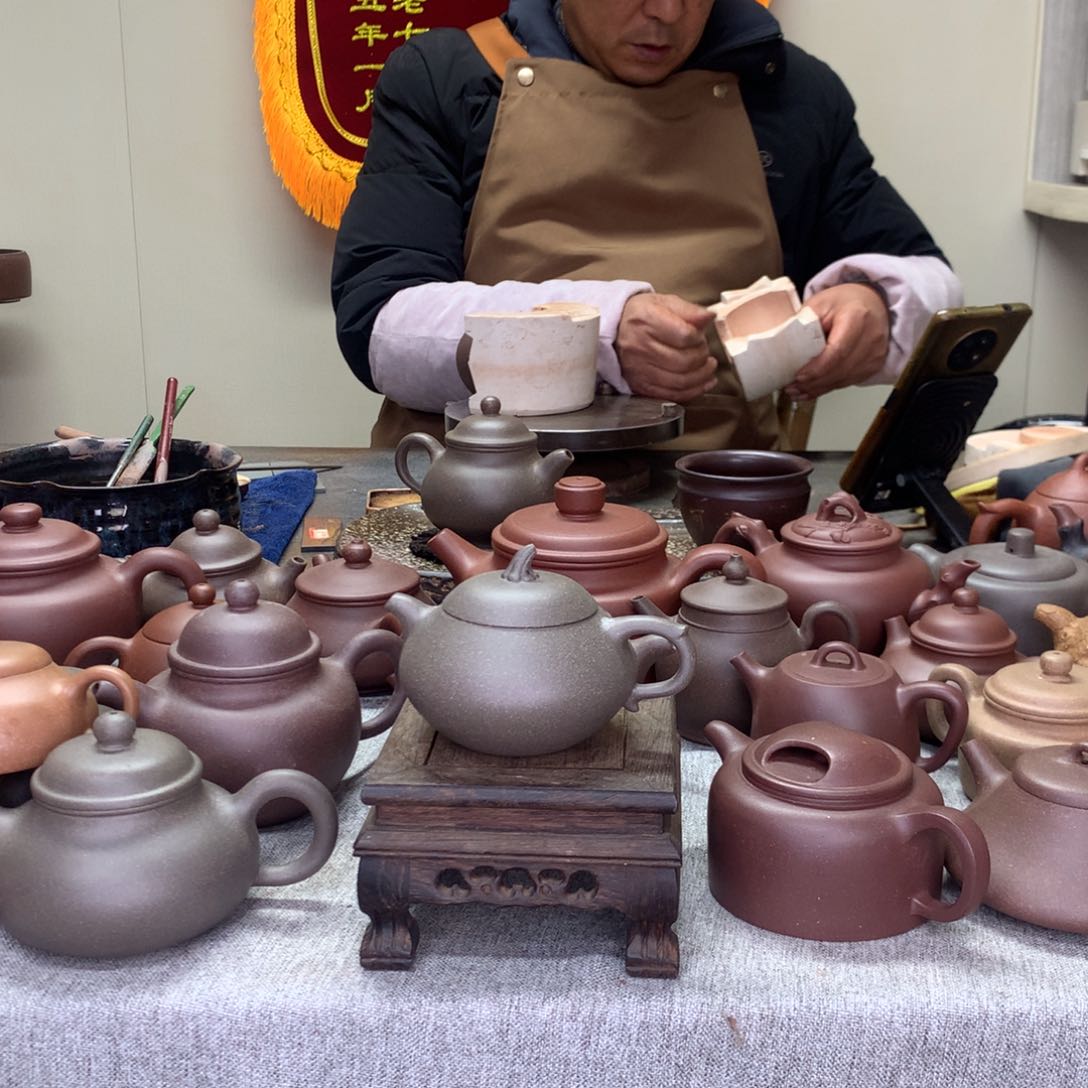 紫泥茶壶黑墩头紫泥茄瓜半手制