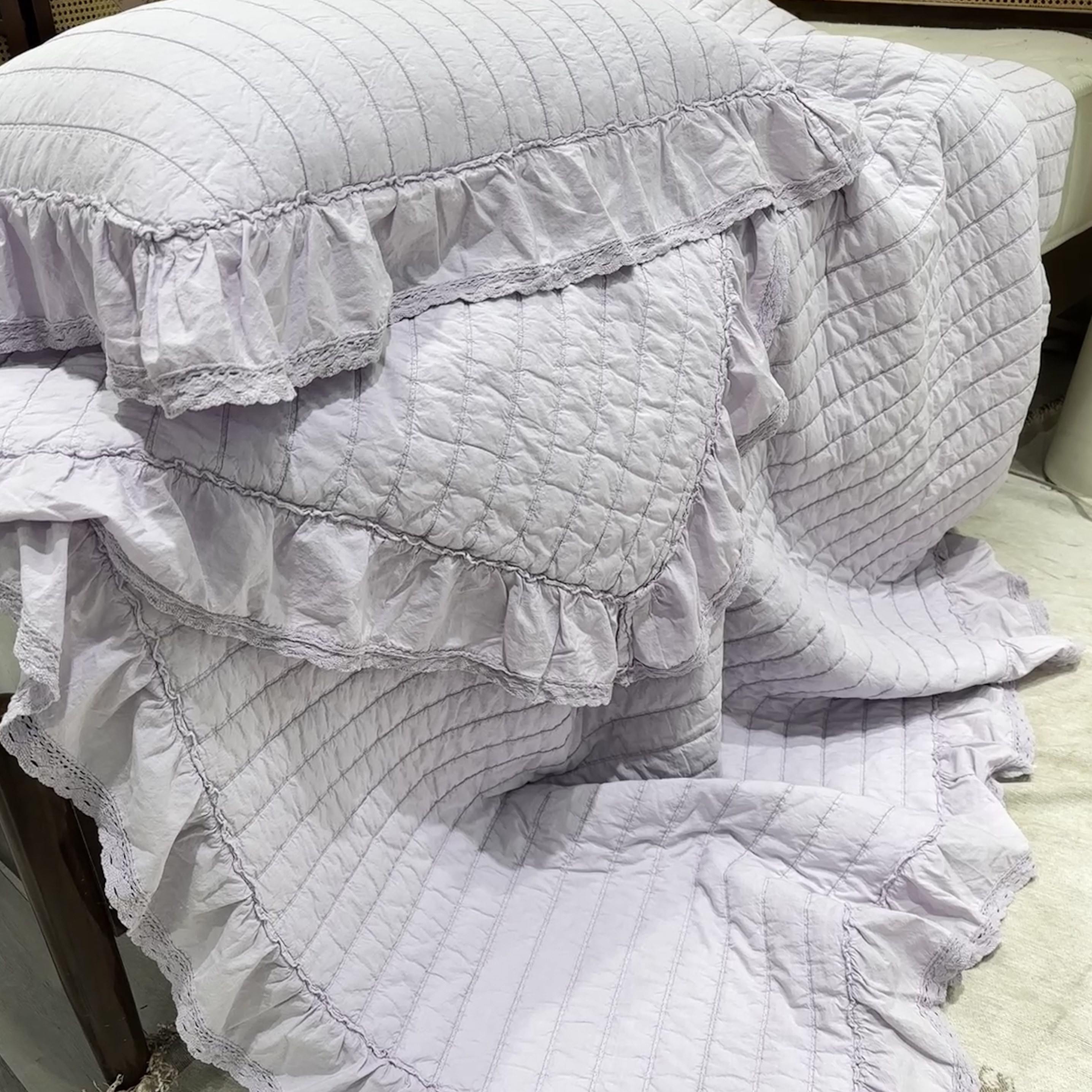 【超级红】安娜砂洗-紫色  全棉酵素砂洗床盖三件套