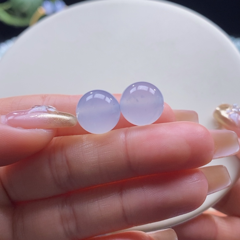 【闪购商品】翡翠颈饰未镶嵌翡翠冰胶天空蓝珠卡12.6mm只发一颗