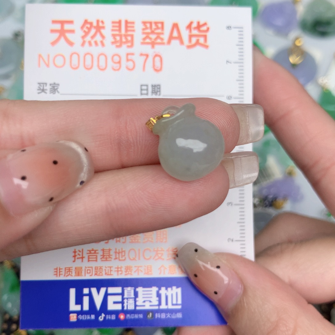 翡翠18K金镶嵌颈饰钱袋