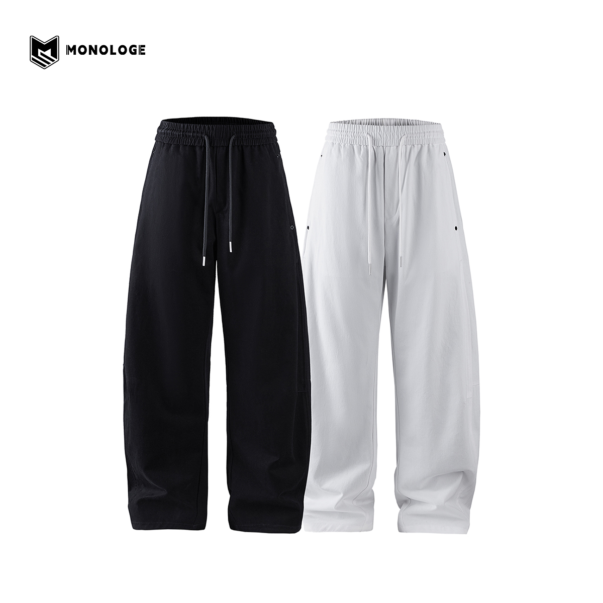 MONOLOGE春季休闲裤男宽松直筒高街潮牌情侣弯刀裤百搭痞帅裤子