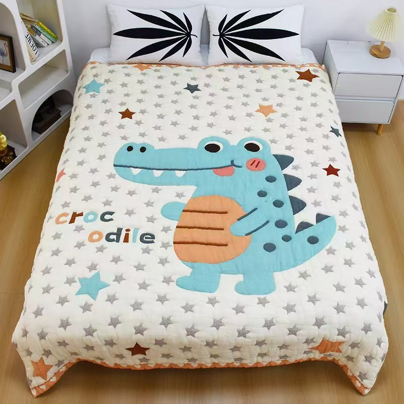 【可爱鳄鱼】120*150cmA类柔软亲肤透气秋冬被加厚保暖棉纱泡芙被
