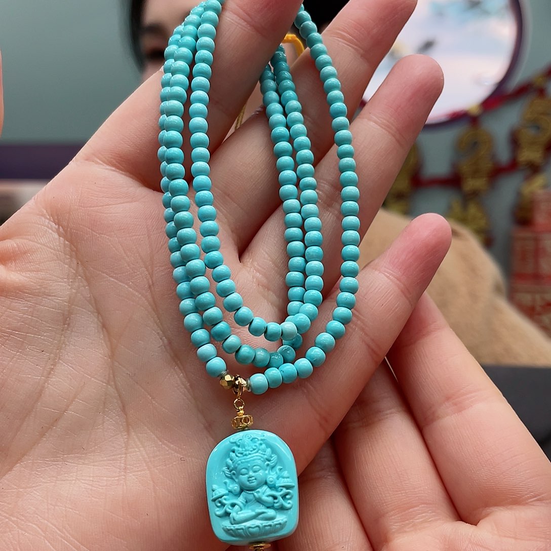 绿松石颈饰18K金镶嵌