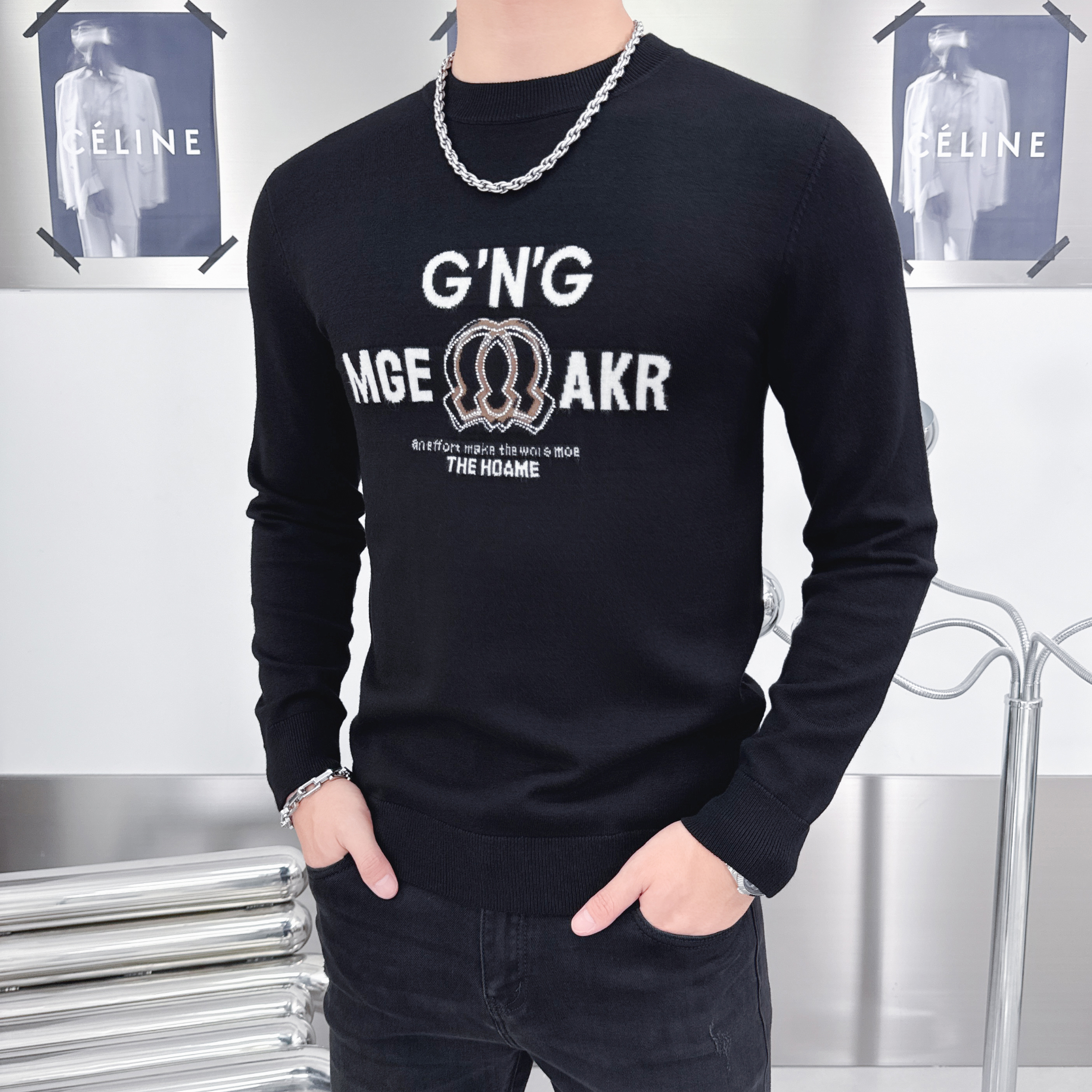 新款欧货冬季男士欧货针织衫时尚百搭毛衣打底衫