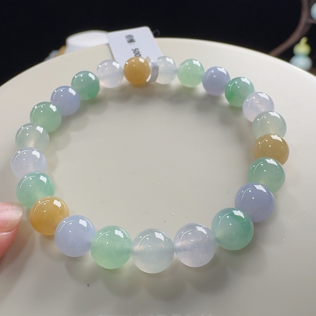 翡翠未镶嵌手链多宝单圈卡8mm