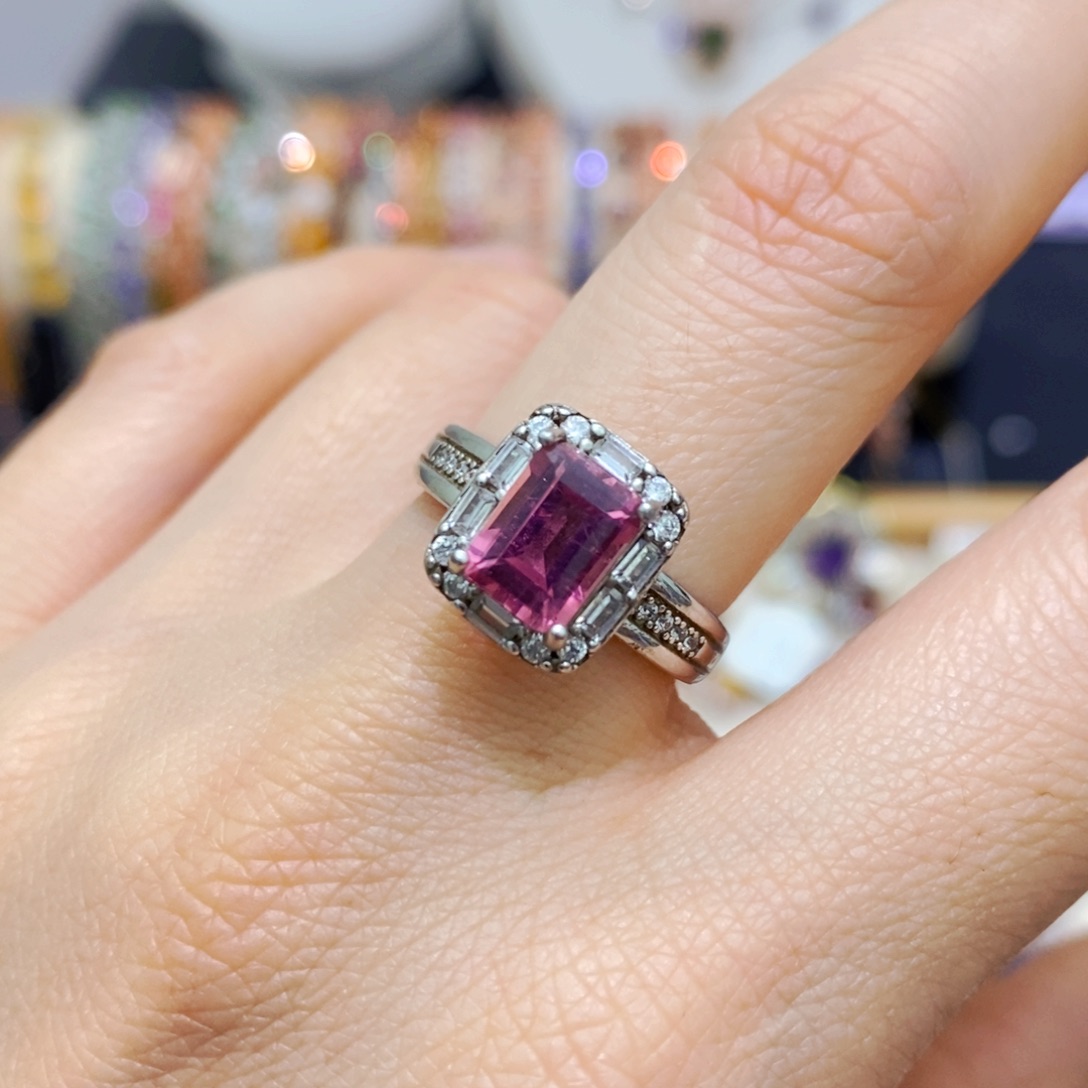 碧玺戒指银S925镶嵌戒指