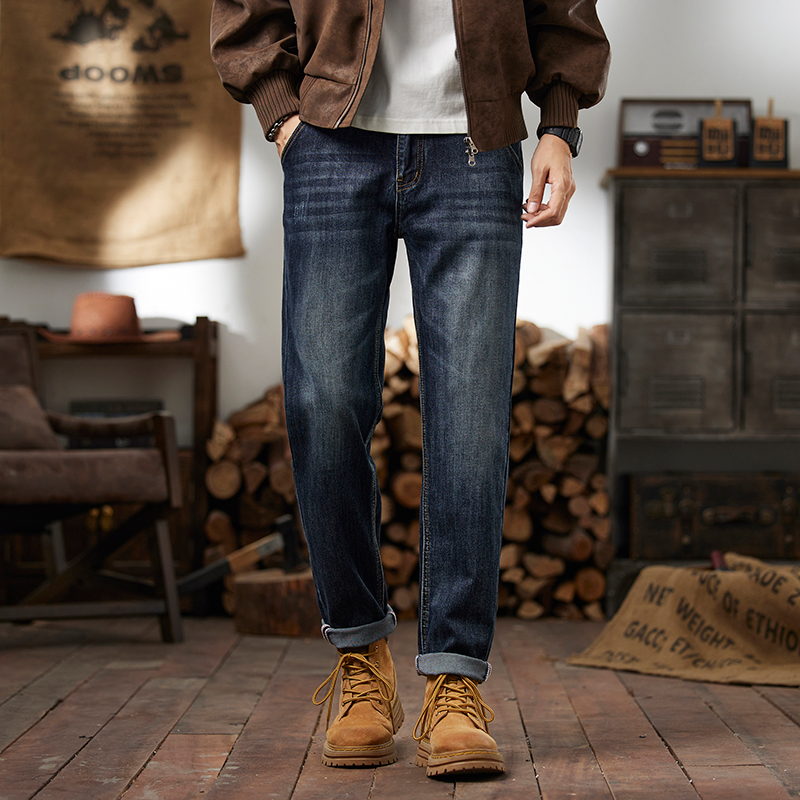 【长裤】2025秋冬爆款新款修身弹力复古牛仔裤显瘦休闲百搭裤子男装
