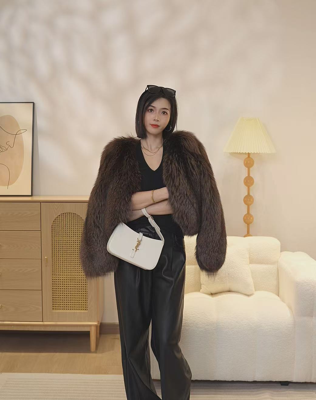 2025新款特稀有进口咖啡狐原色狐狸毛整皮皮草外套女短款
