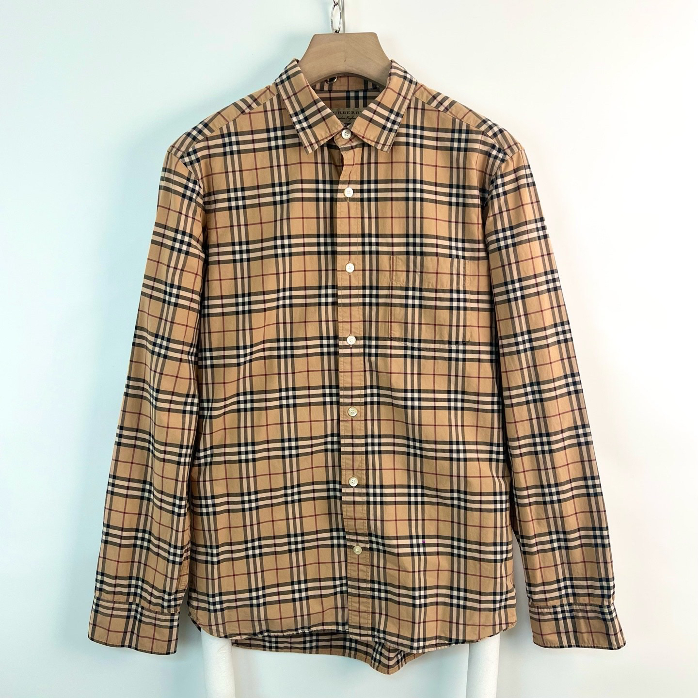 99新 BURBERRY/博柏利 M码/经典格子男士衬衫/0738