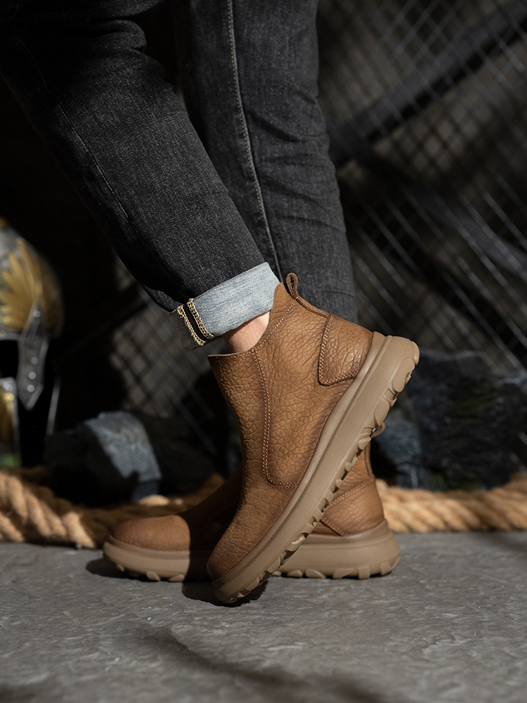 AFW男款纯皮马丁靴帮透气朋克风复古百搭经典潮流软底软面7866-01